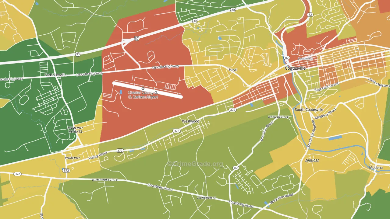 Westwood, PA Map of Theft Rates