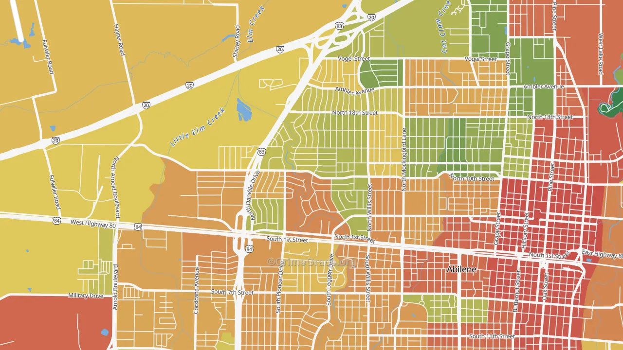 Westwood Richland, Abilene, TX Map of Theft Rates