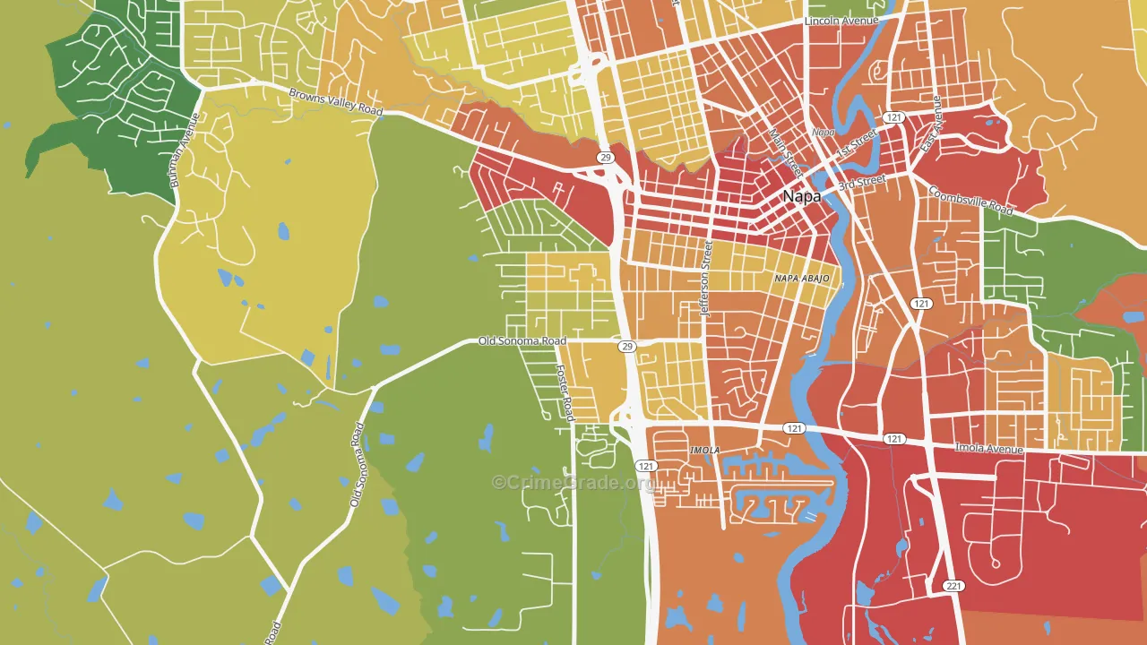 Westwood-San Francisco, Napa, CA Map of Theft Rates