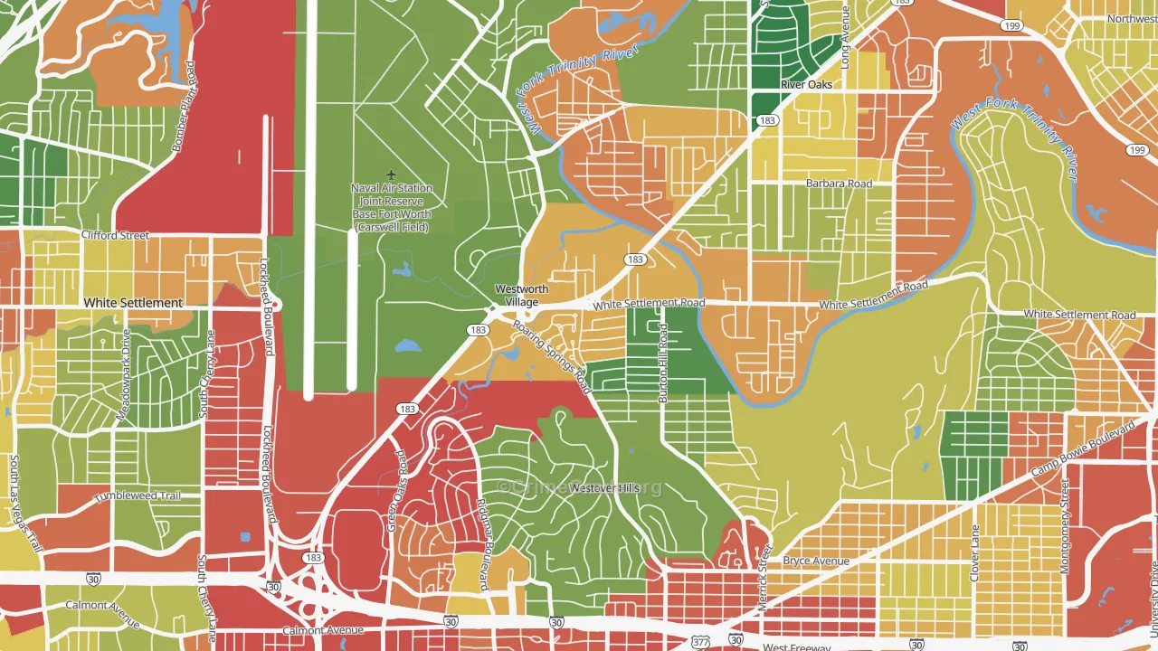 Westworth Village, TX Map of Theft Rates