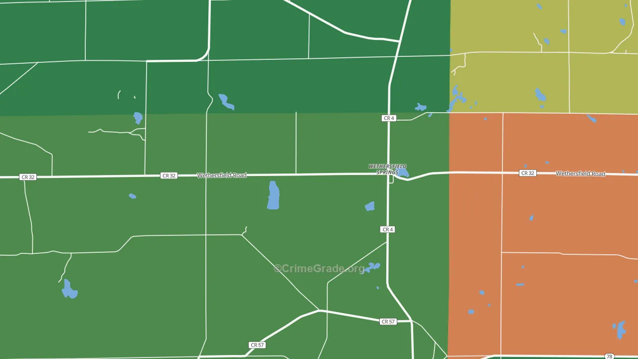 Wethersfield Springs, NY Map of Theft Rates