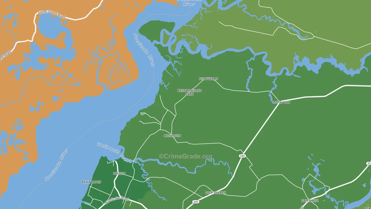 Wetipquin, MD Map of Theft Rates