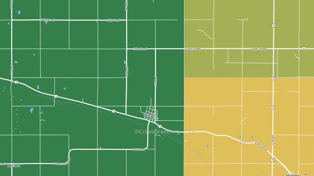 Wetmore, KS Map of Theft Rates