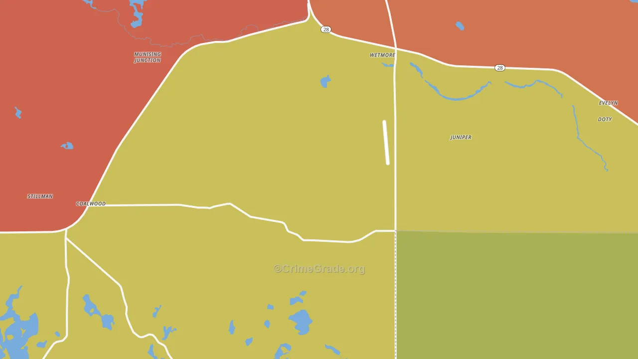 Wetmore, MI Map of Theft Rates