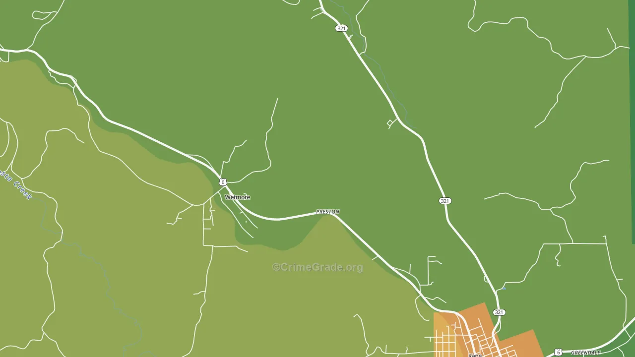 Wetmore, PA Map of Theft Rates