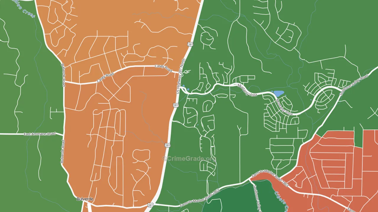 Wetmore, TX Map of Theft Rates