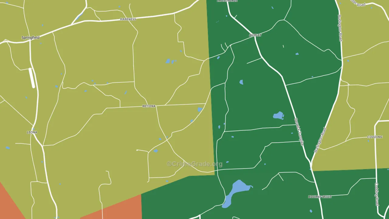 Wetona, PA Map of Theft Rates