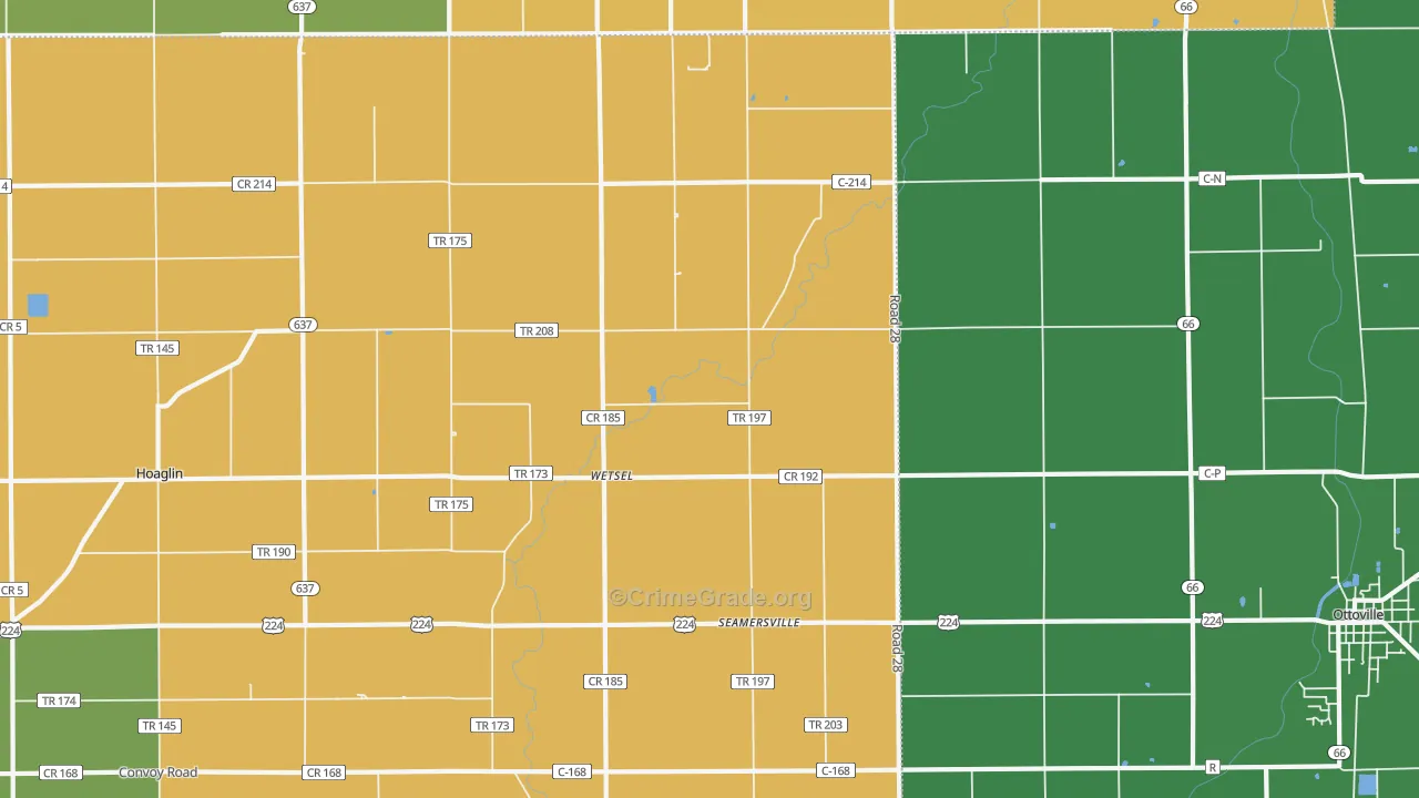 Wetsel, OH Map of Theft Rates