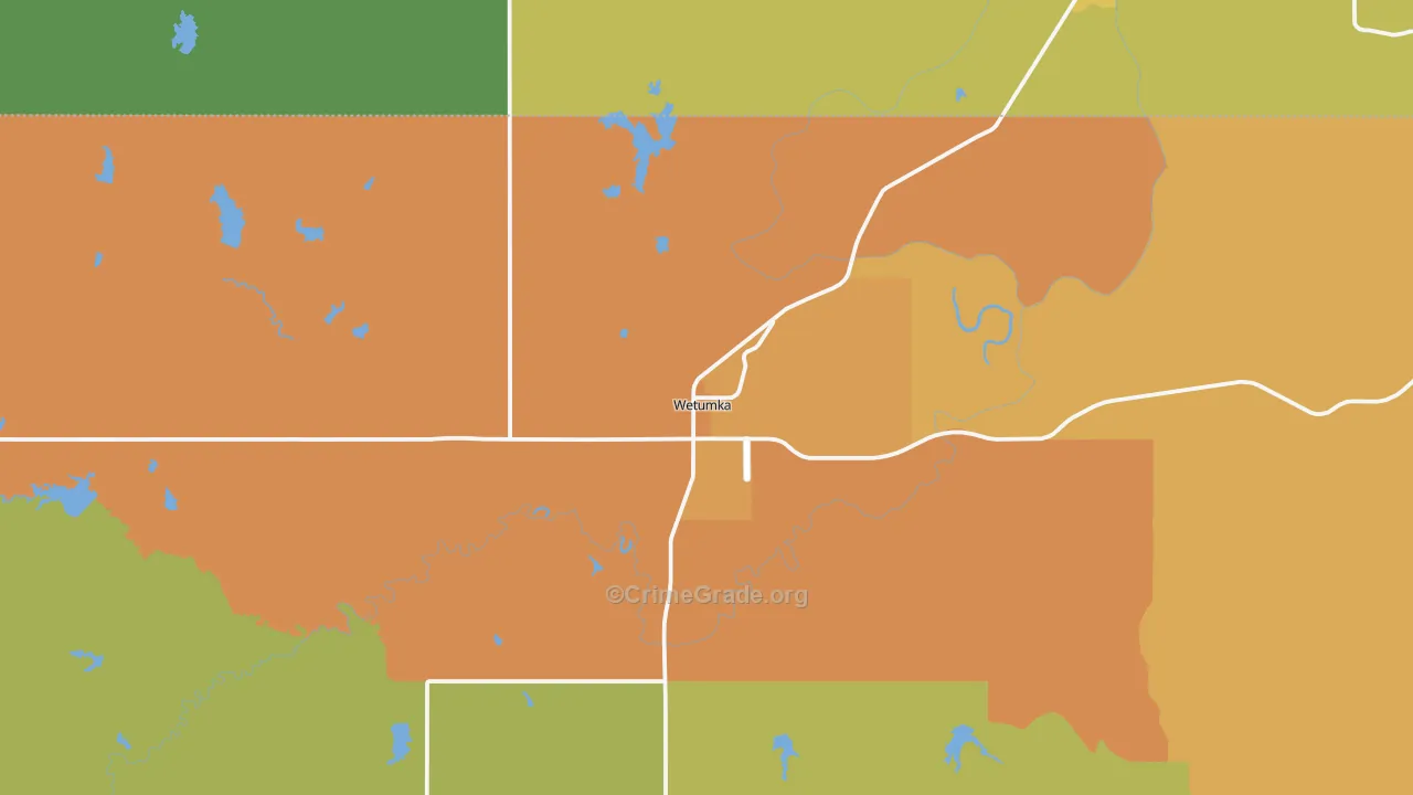 Wetumka, OK Map of Theft Rates