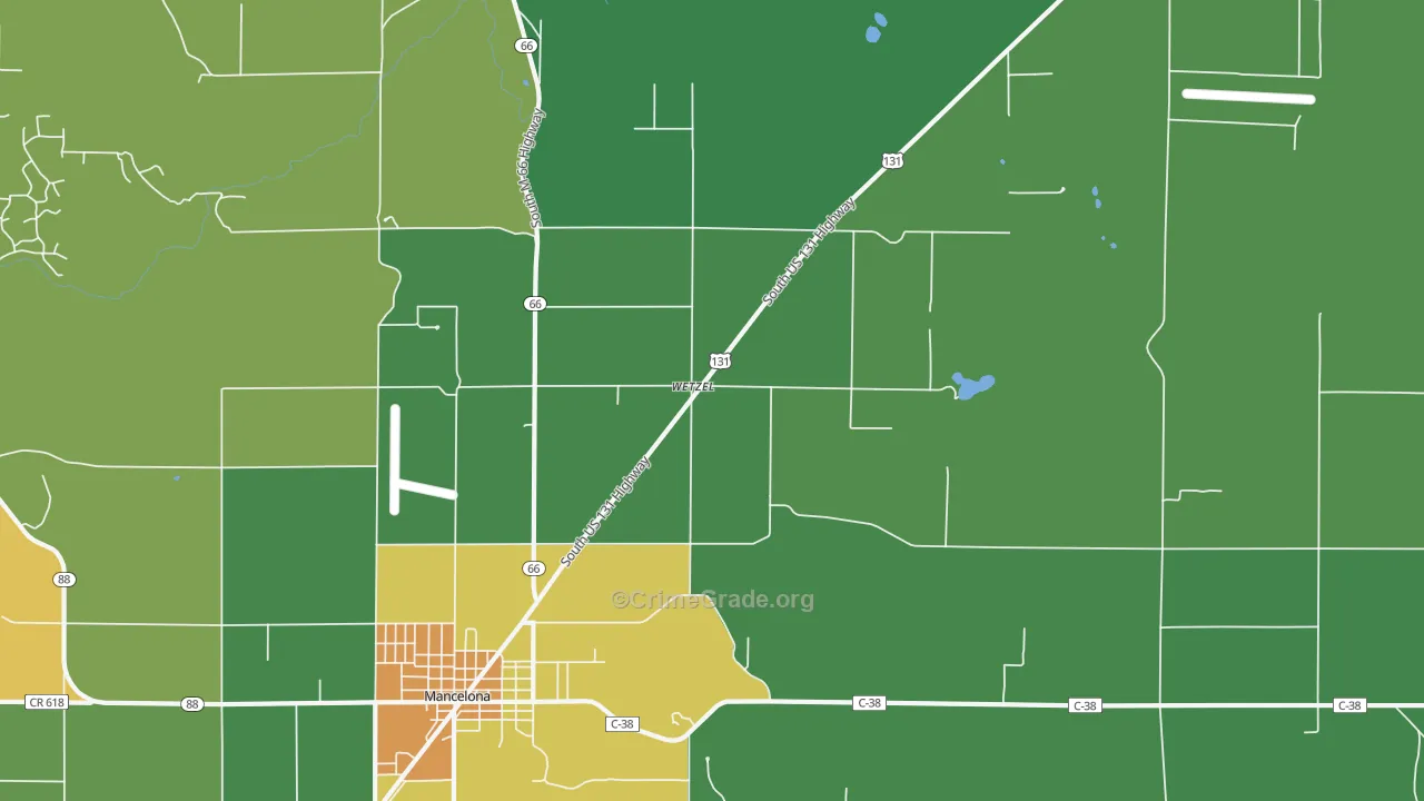 Wetzel, MI Map of Theft Rates