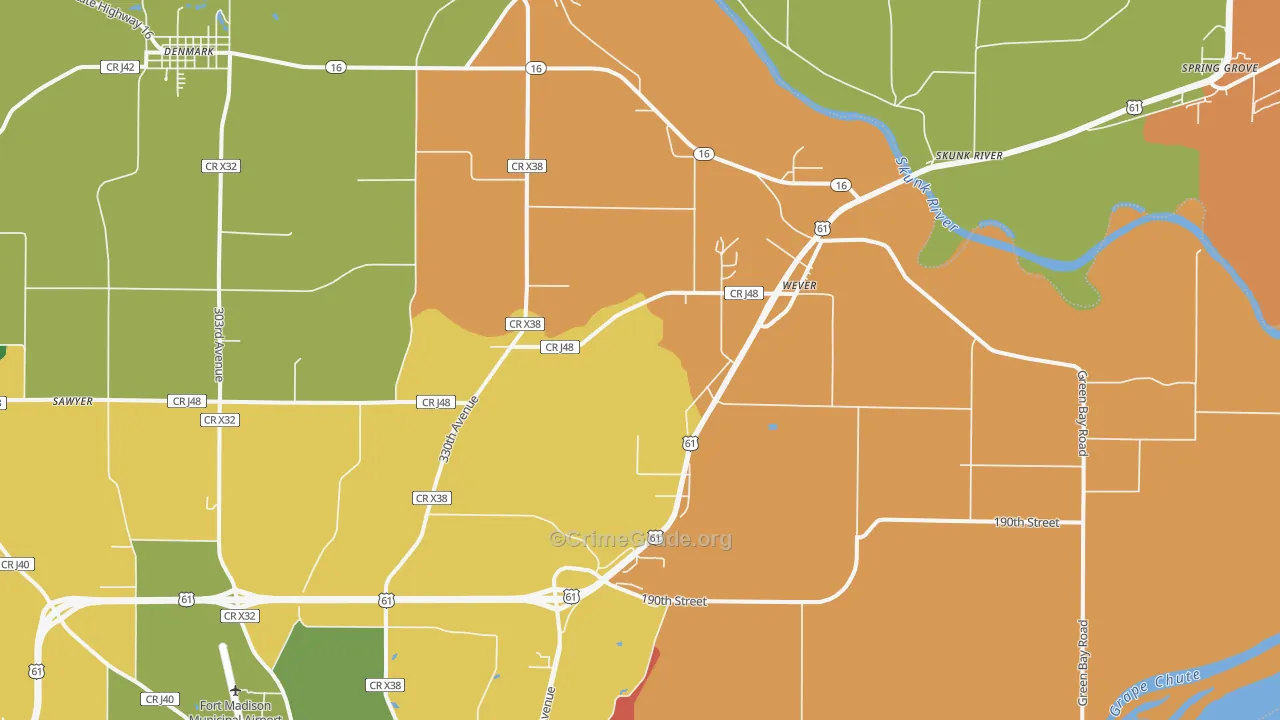Wever, IA Map of Theft Rates