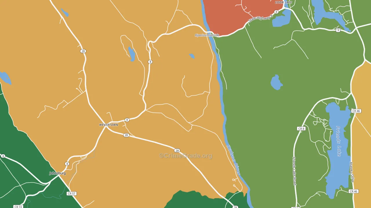 Wevertown, NY Map of Theft Rates
