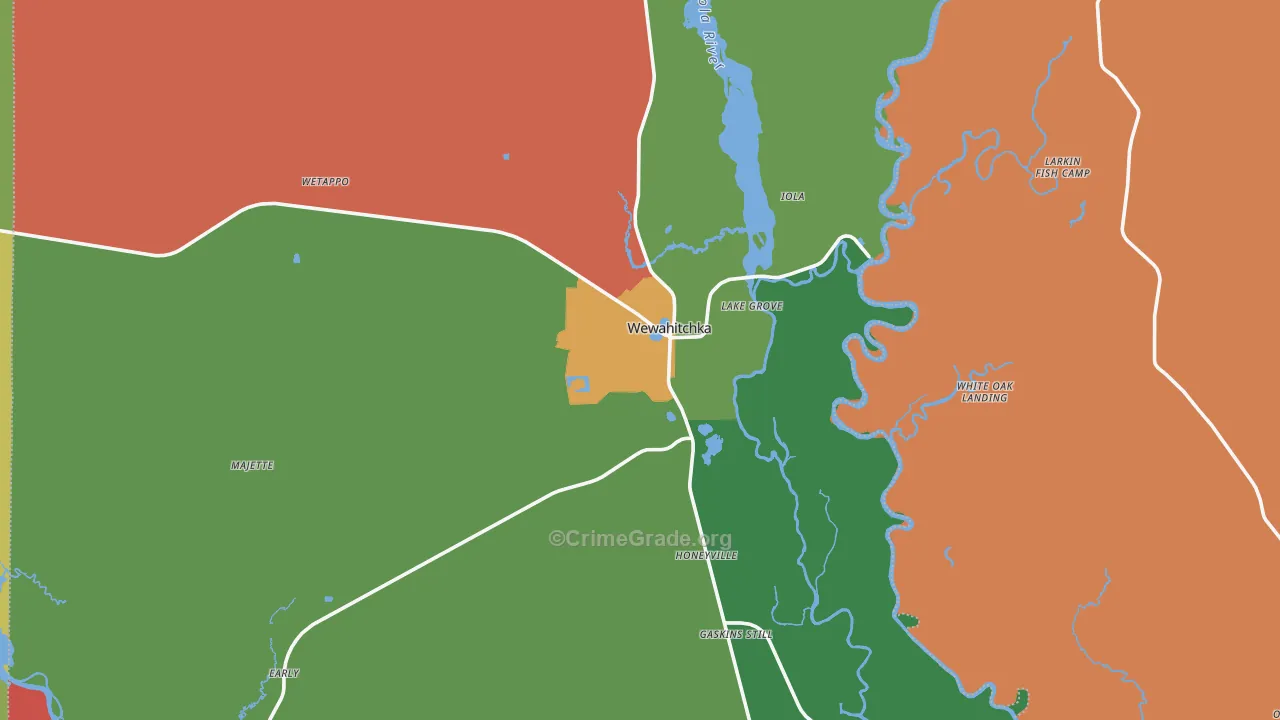 Wewahitchka, FL Map of Theft Rates