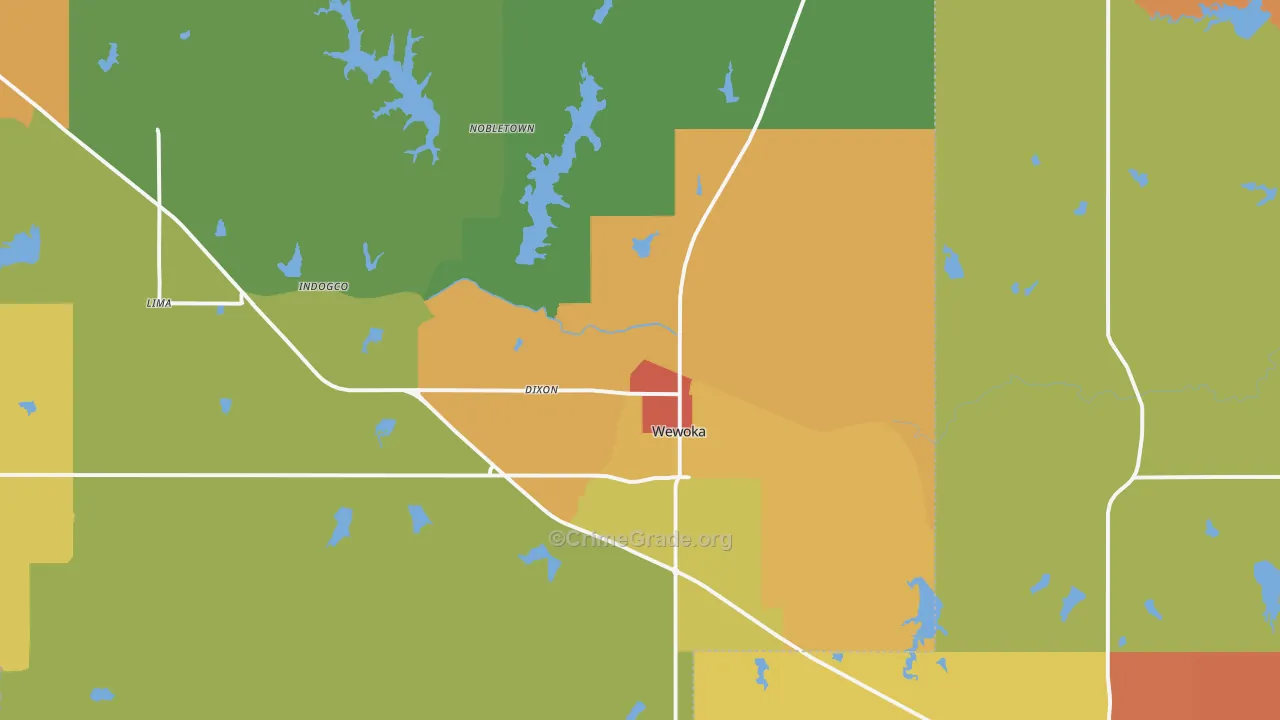 Wewoka, OK Map of Theft Rates