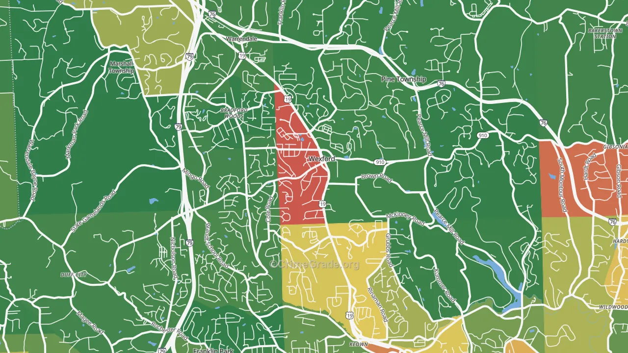Wexford, PA Map of Theft Rates