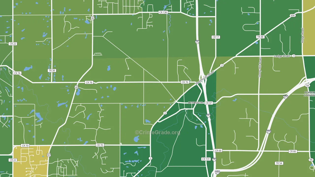 Weymouth, OH Map of Theft Rates