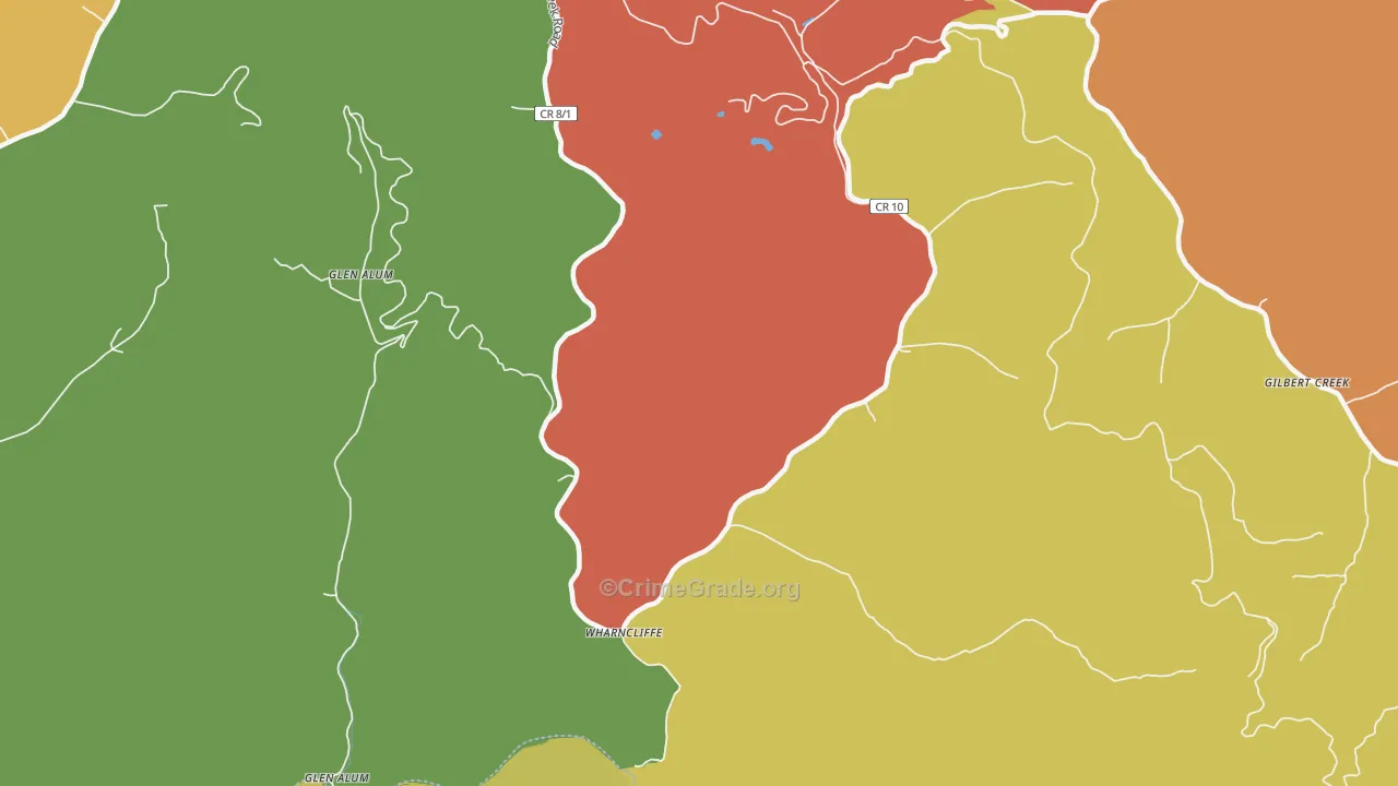 Wharncliffe, WV Map of Theft Rates