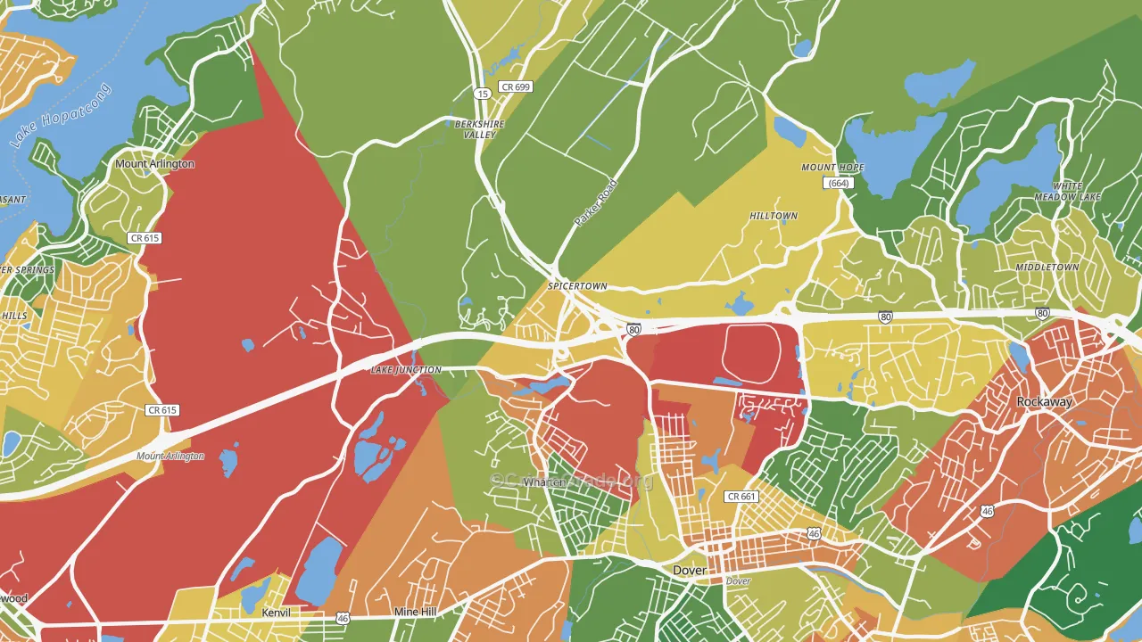 Wharton, NJ Map of Theft Rates