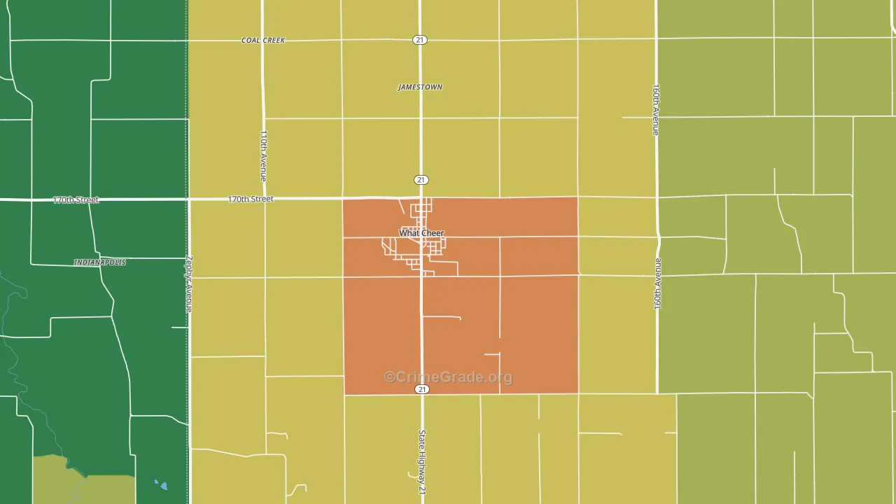 What Cheer, IA Map of Theft Rates