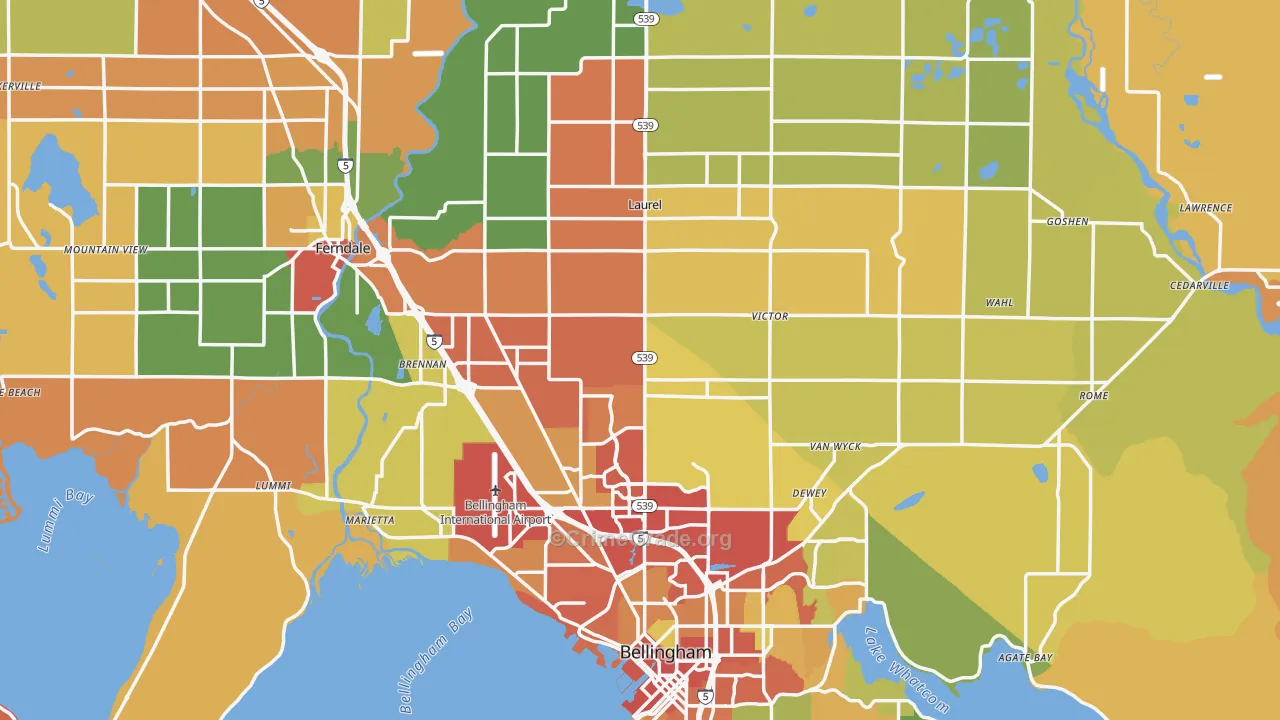 Whatcom County, WA Map of Theft Rates