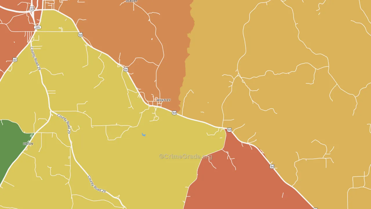 Whatley, AL Map of Theft Rates