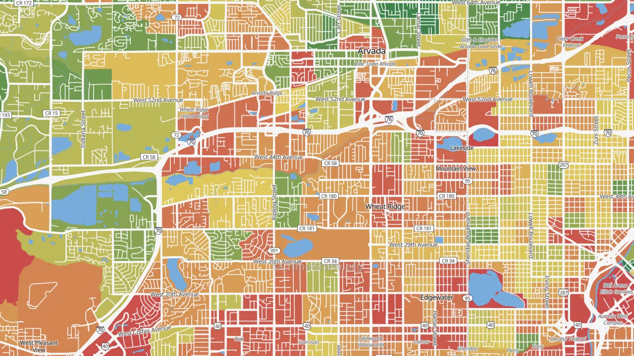 Wheat Ridge, CO Map of Theft Rates