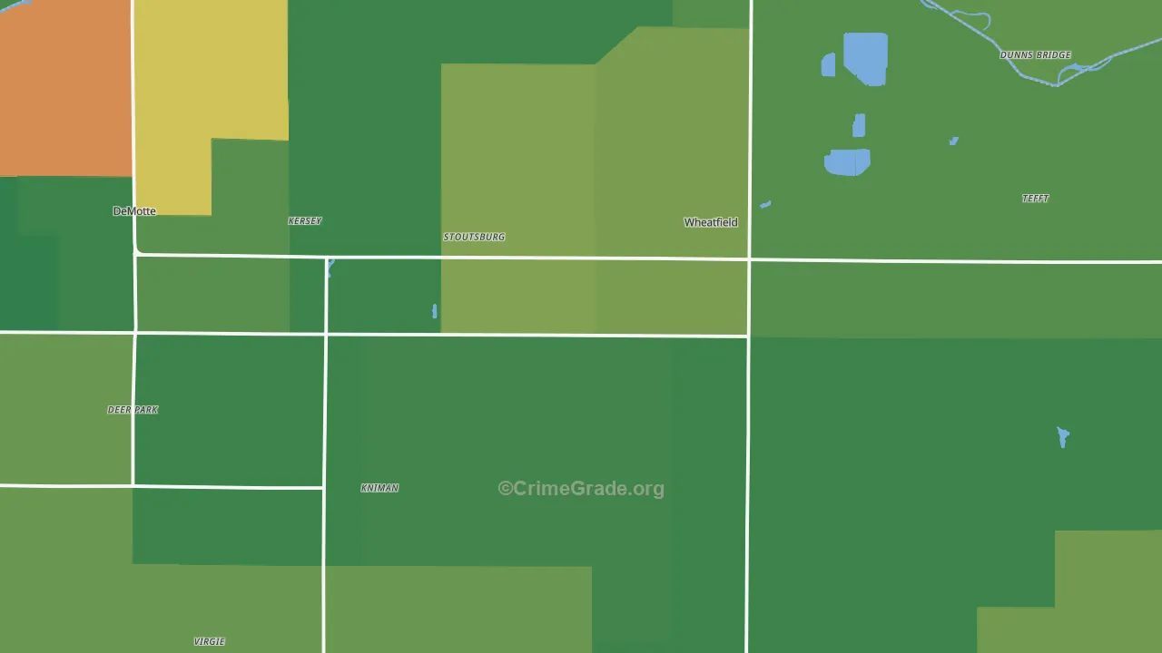 Wheatfield, IN Map of Theft Rates