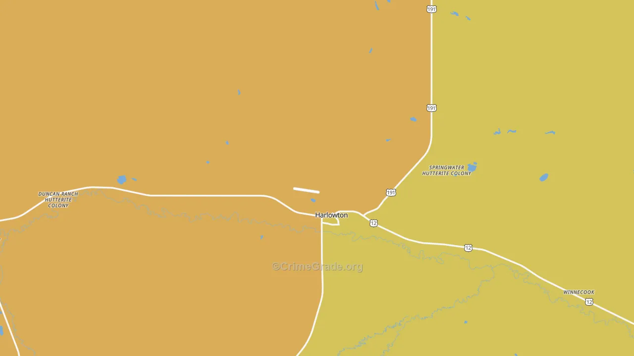 Wheatland County, MT Map of Theft Rates