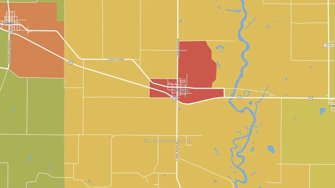 Wheatland, IA Map of Theft Rates