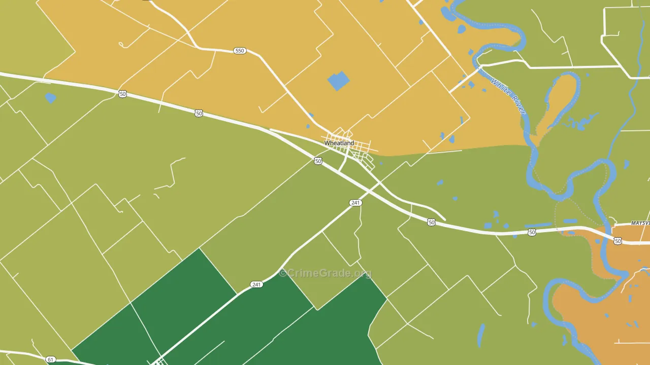 Wheatland, IN Map of Theft Rates