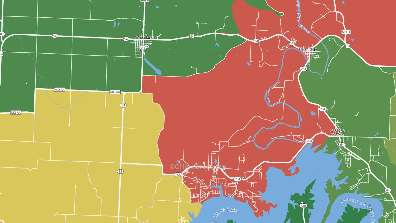 Wheatland, MO Map of Theft Rates