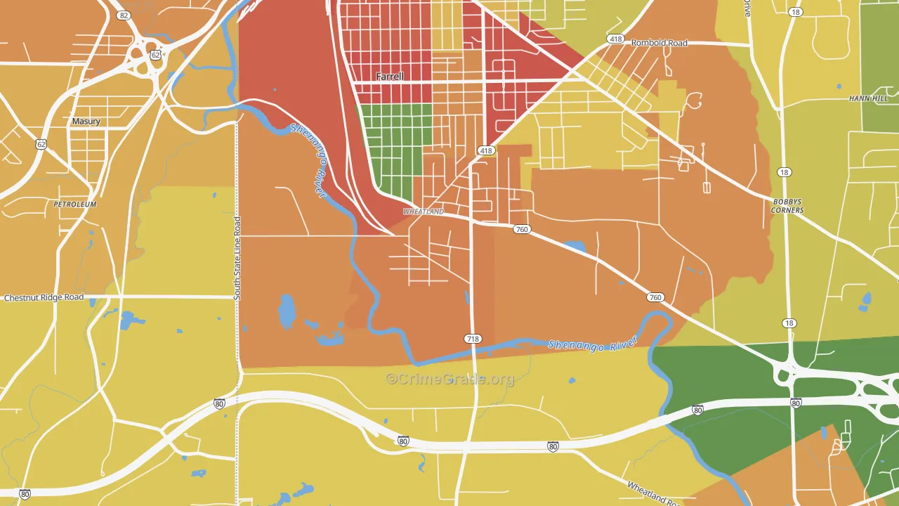 Wheatland, PA Map of Theft Rates