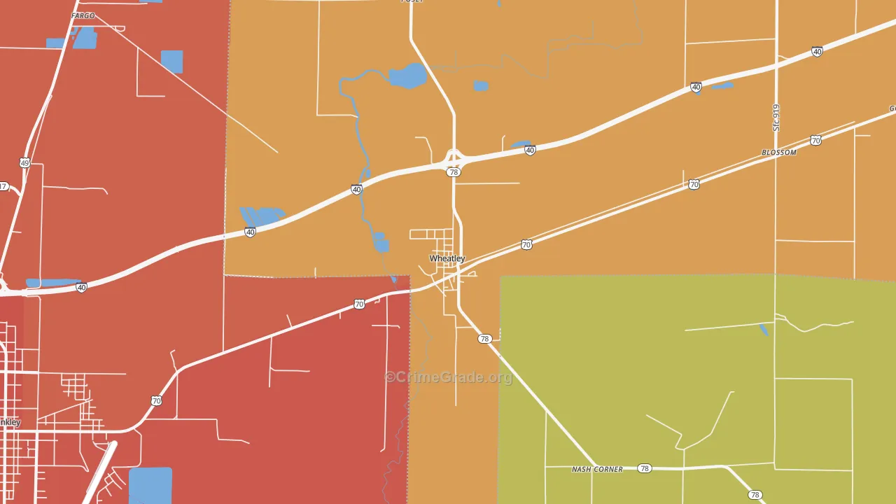 Wheatley, AR Map of Theft Rates