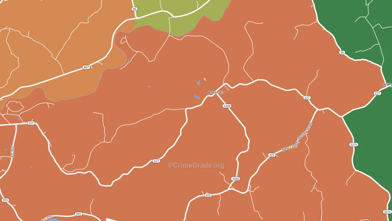 Wheatley, KY Map of Theft Rates