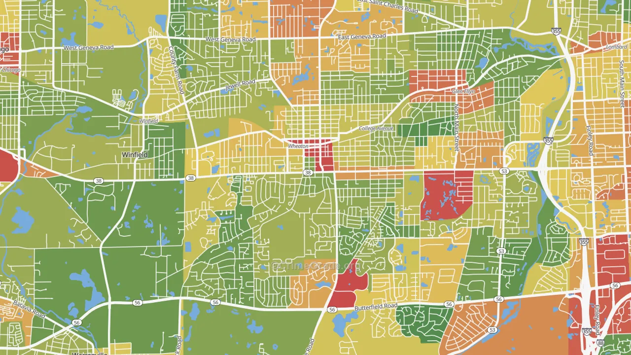 Wheaton, IL Map of Theft Rates