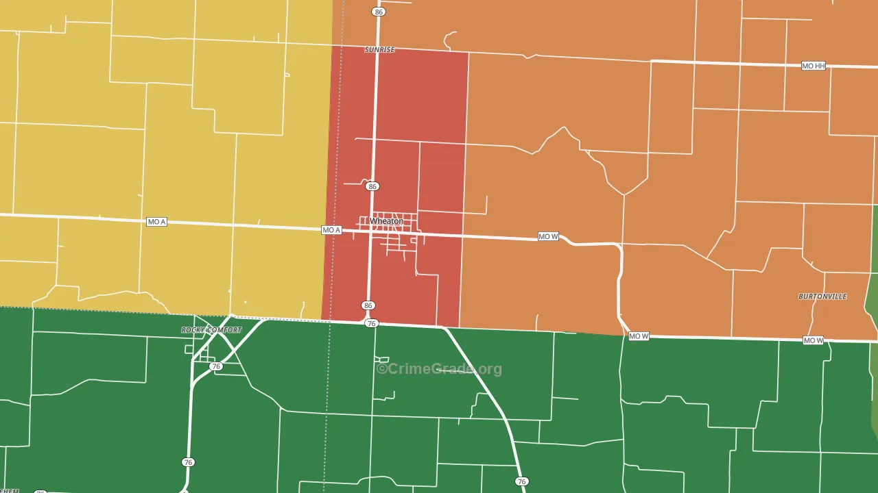 Wheaton, MO Map of Theft Rates