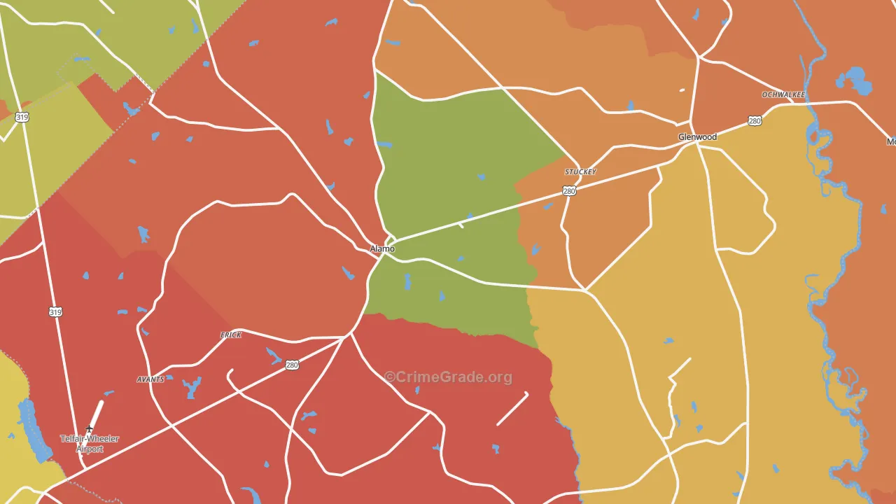 Wheeler County, GA Map of Theft Rates