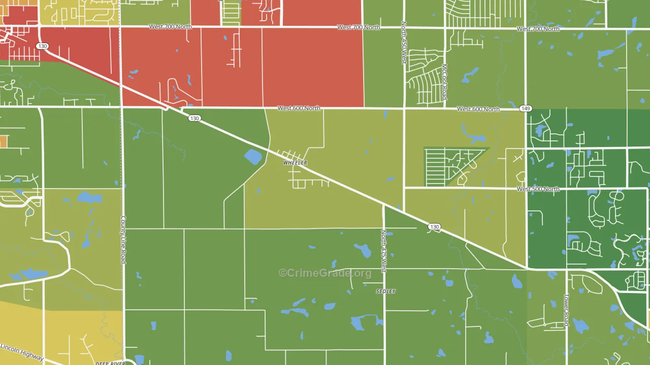 Wheeler, IN Map of Theft Rates
