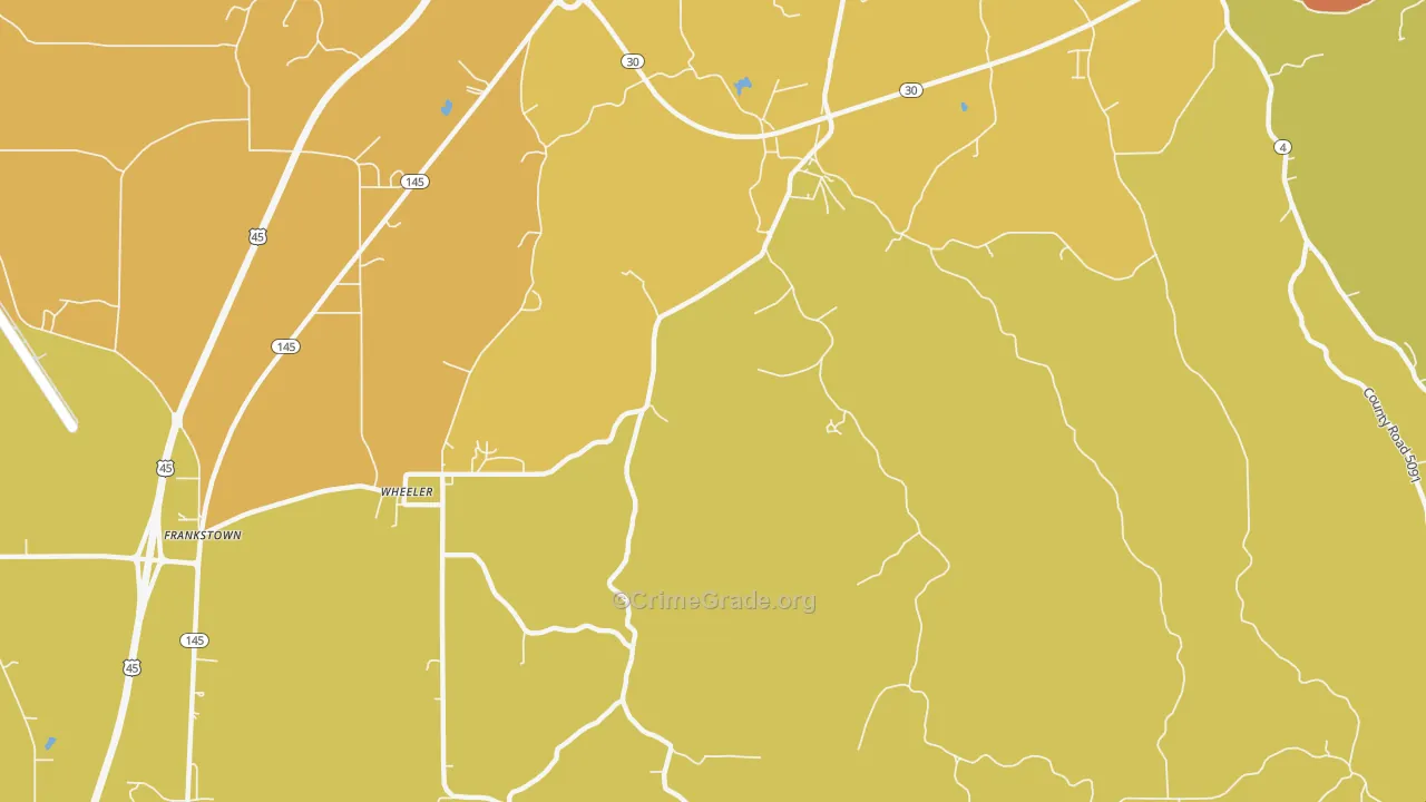 Wheeler, MS Map of Theft Rates