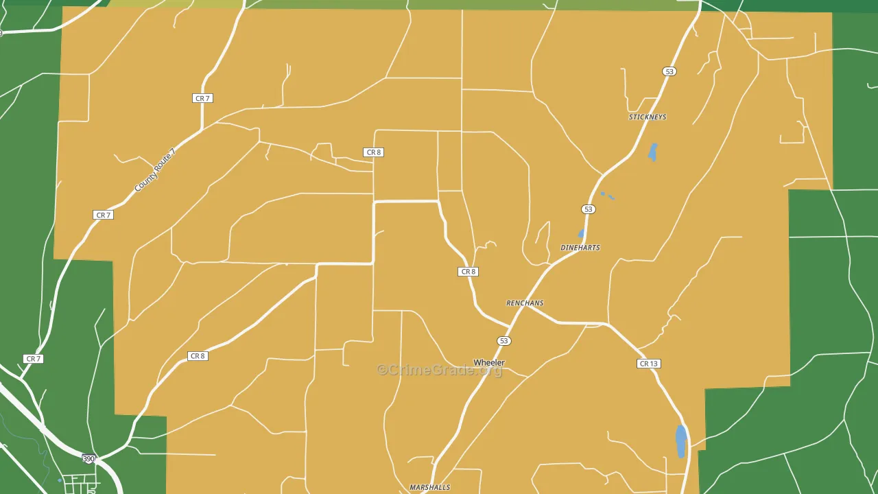 Wheeler, NY Map of Theft Rates