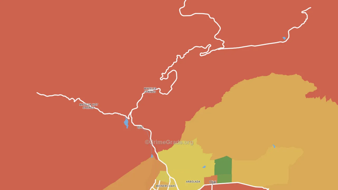 Wheeler Springs, CA Map of Theft Rates