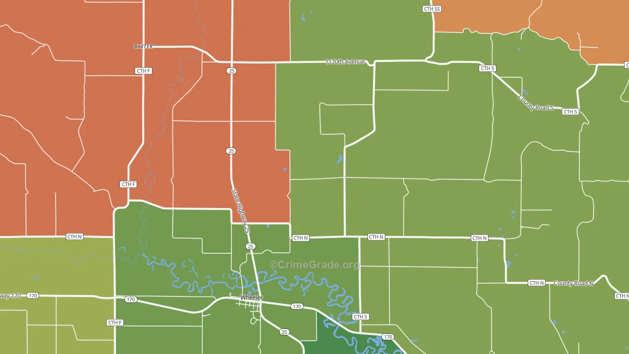 Wheeler, WI Map of Theft Rates