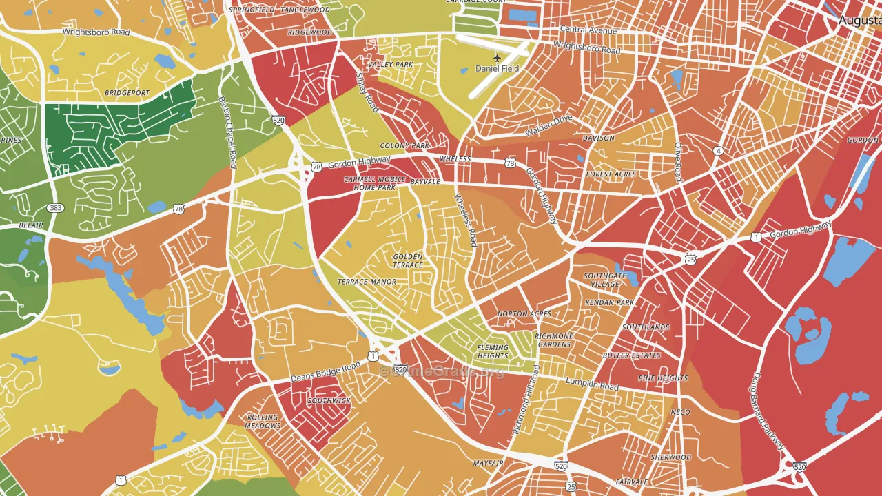 Wheeless Road, Augusta, GA Map of Theft Rates