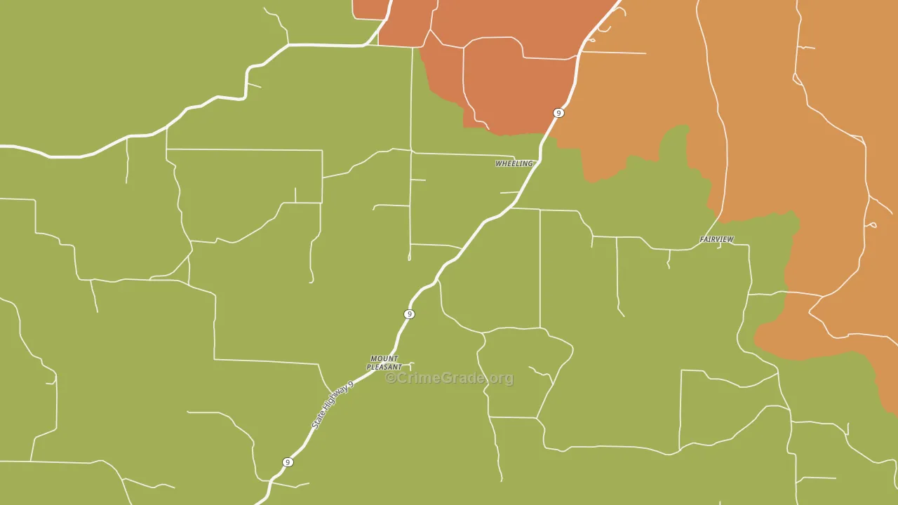 Wheeling, AR Map of Theft Rates