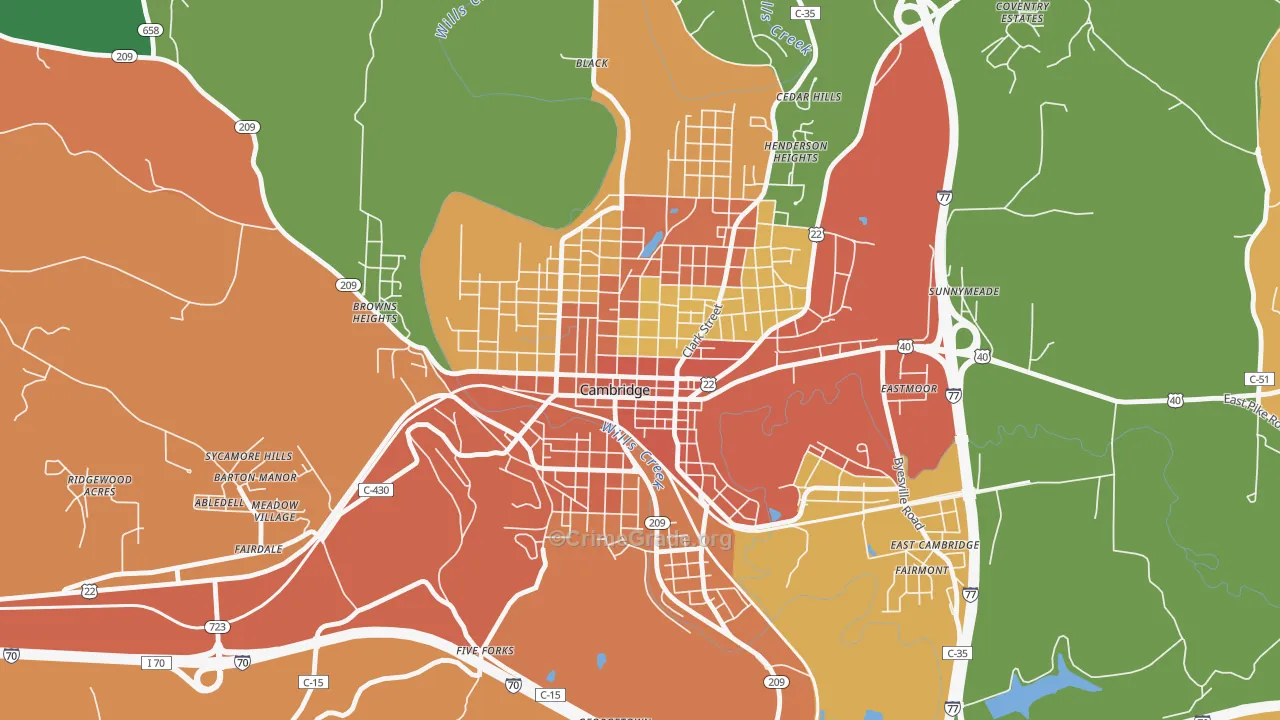 Wheeling Avenue Historic District, Cambridge, OH Map of Theft Rates