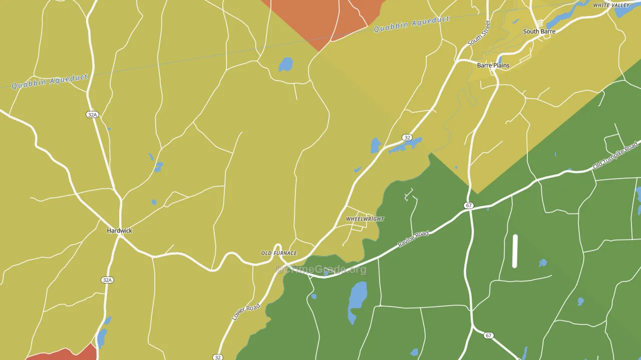 Wheelwright, MA Map of Theft Rates