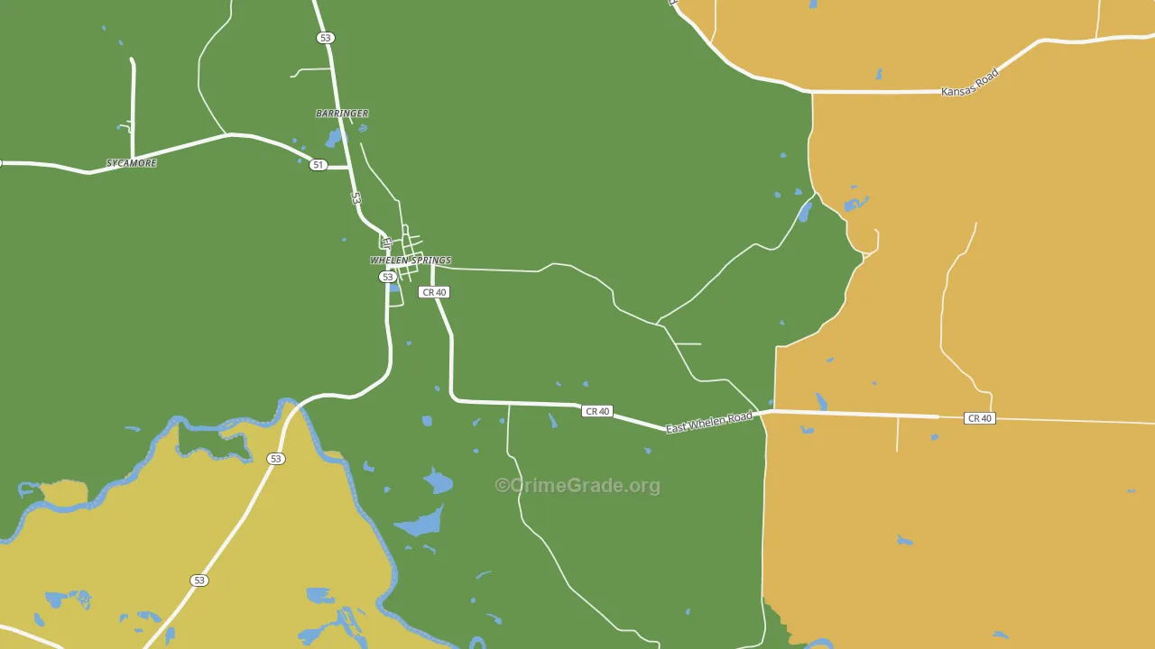 Whelen Springs, AR Map of Theft Rates