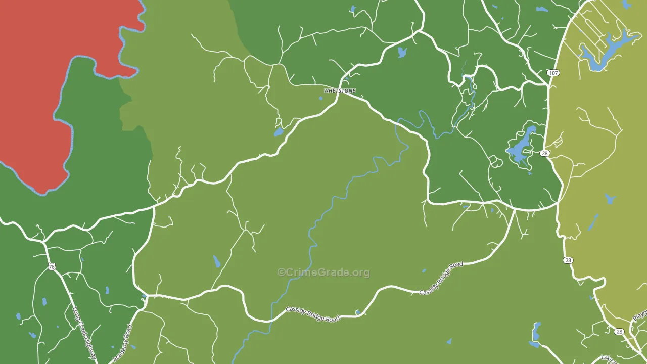 Whetstone, SC Map of Theft Rates