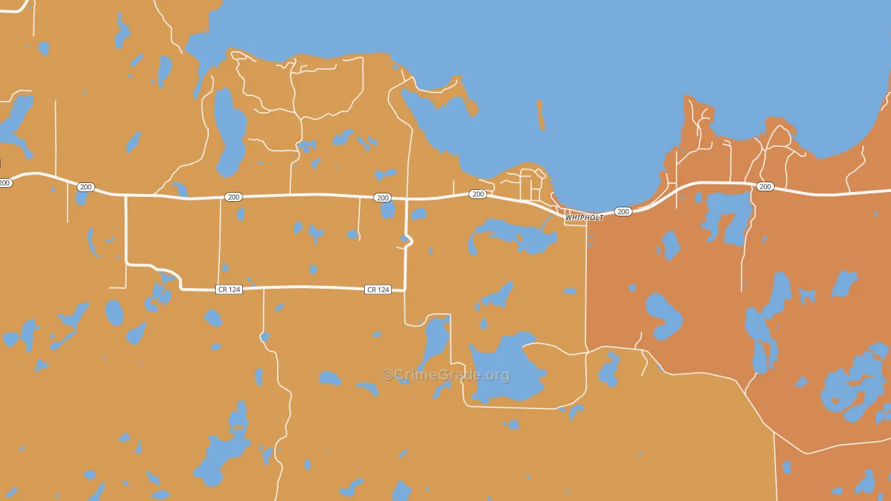 Whipholt, MN Map of Theft Rates