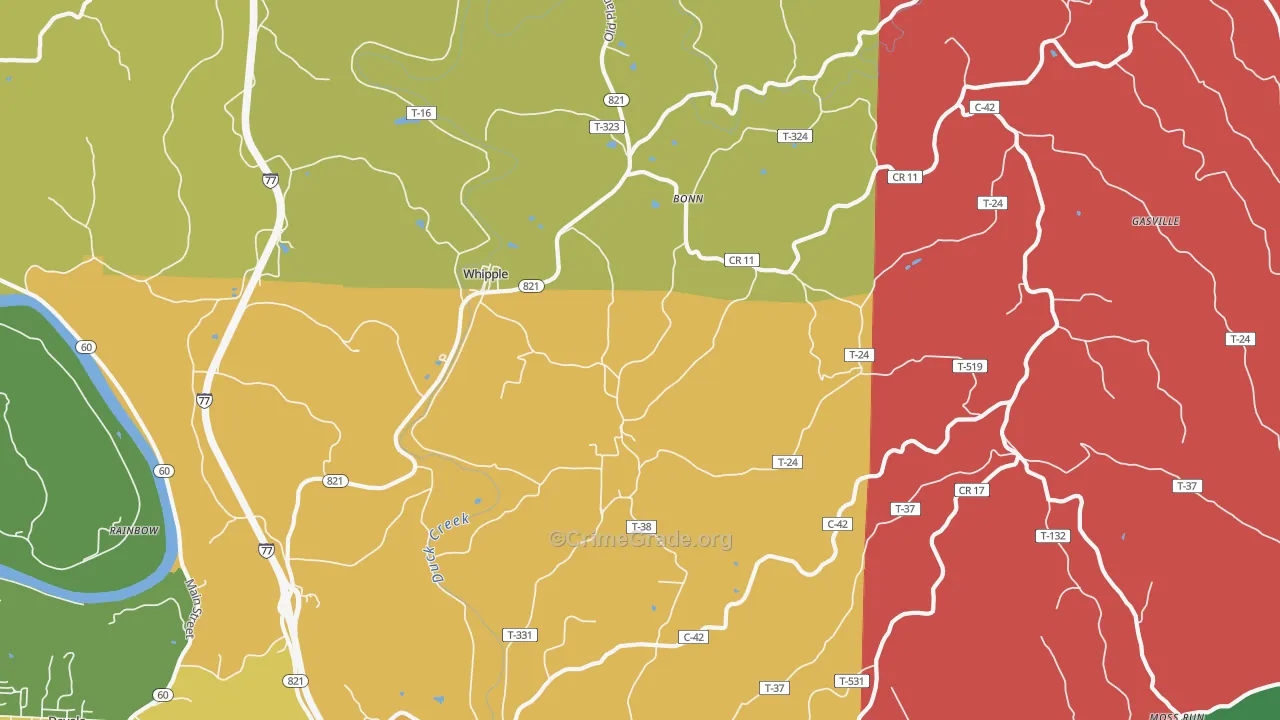 Whipple, OH Map of Theft Rates